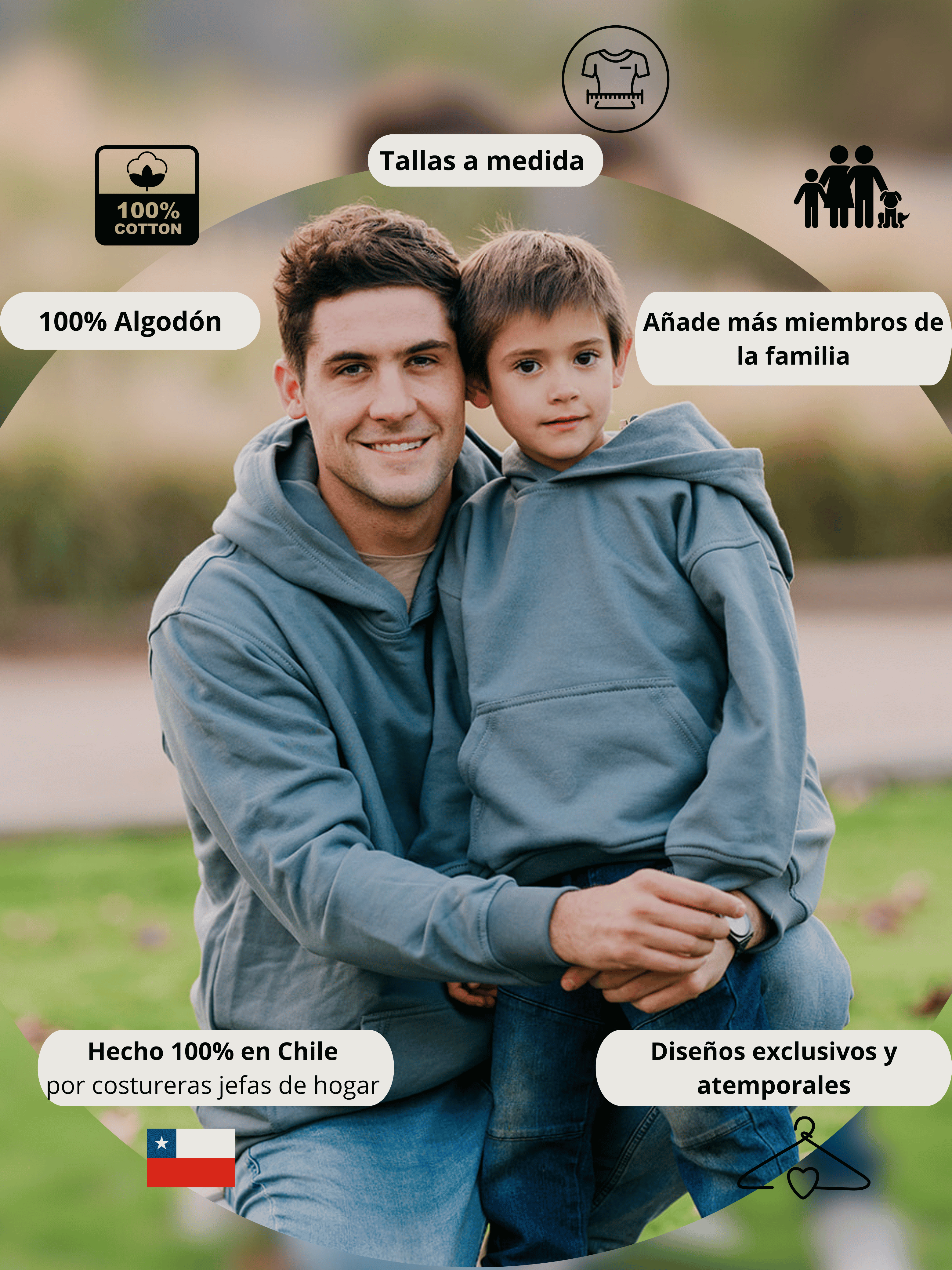 Conjunto Familiar Hoodie a juego para Papá + Hijo/a + Hijo/a + ENVÍO GRATIS