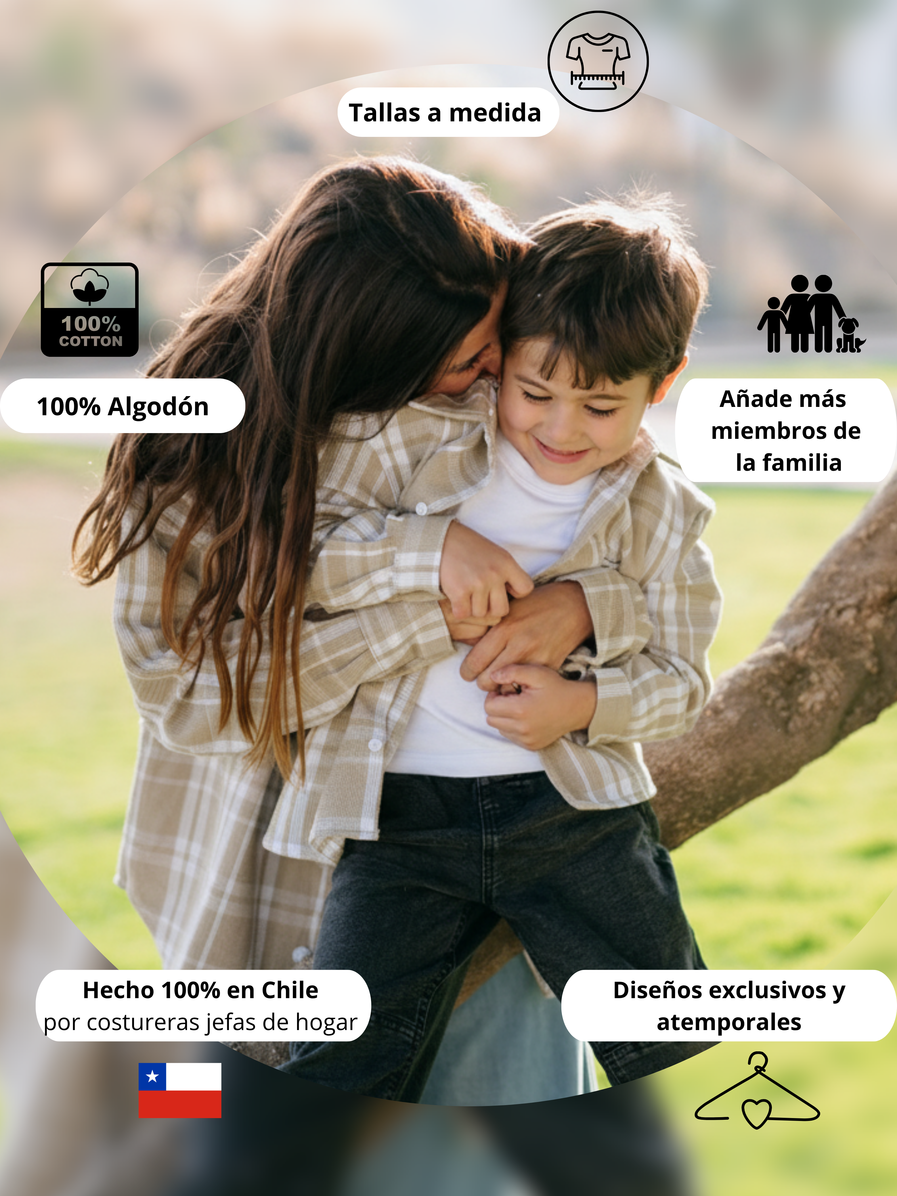 Pack 2 Camiseras Mamá + Hijo/a color beige con blanco