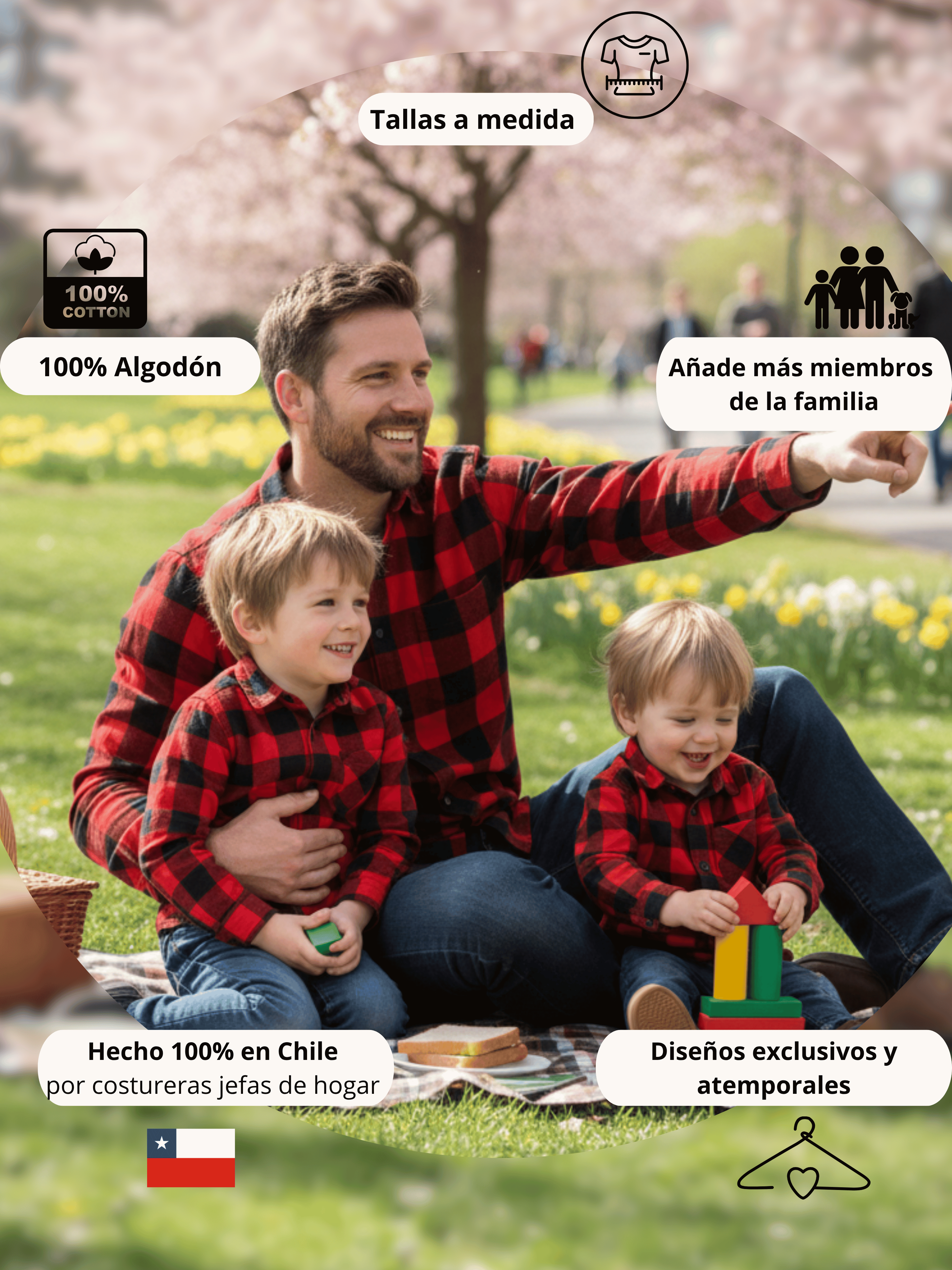 Pack 2 Camisas Aurelio Papá + Hijo cuadros rojo con negro