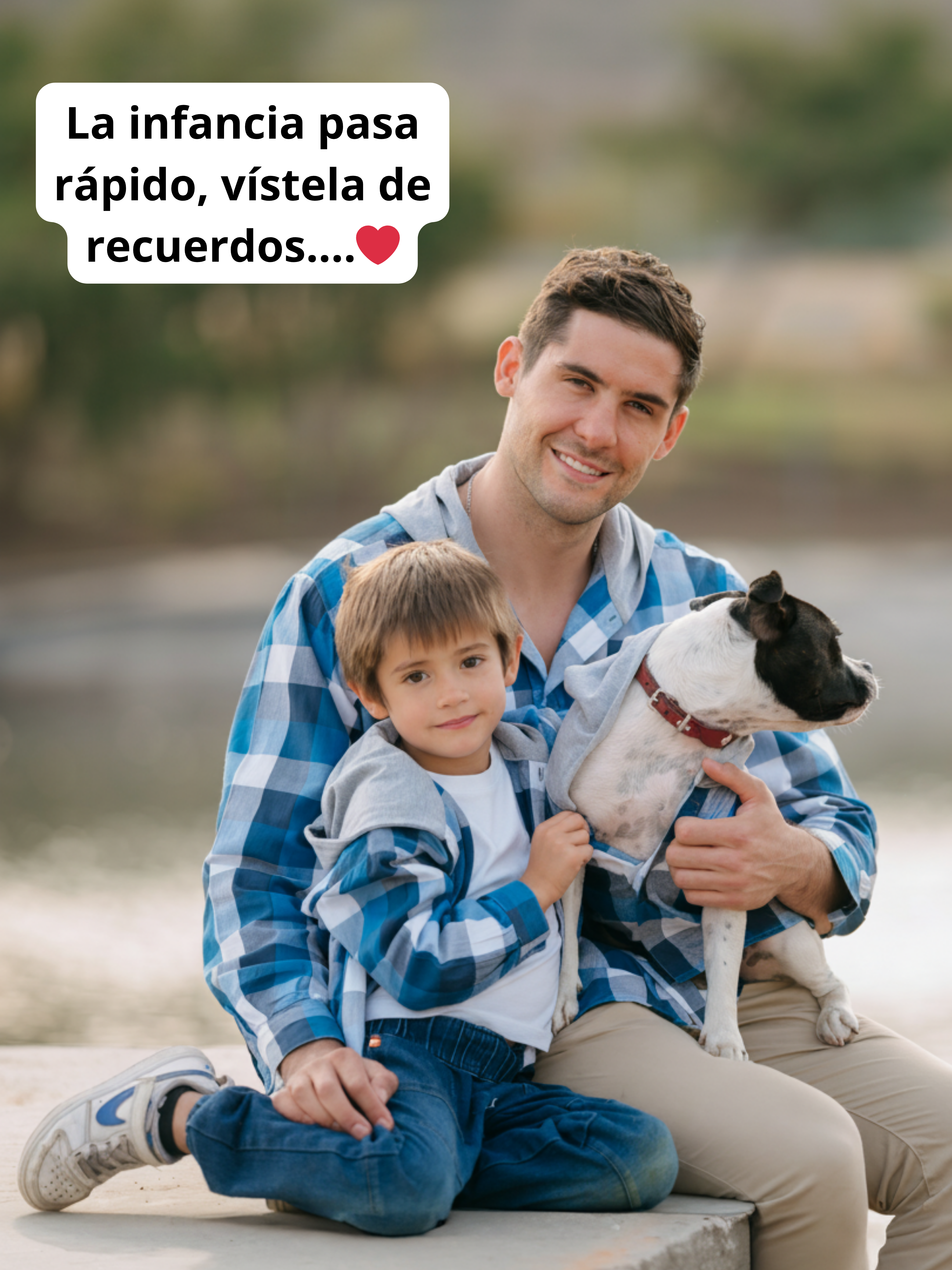 Pack 2 Camisas Gustavo Papá + hijo/a cuadros azul con blanco