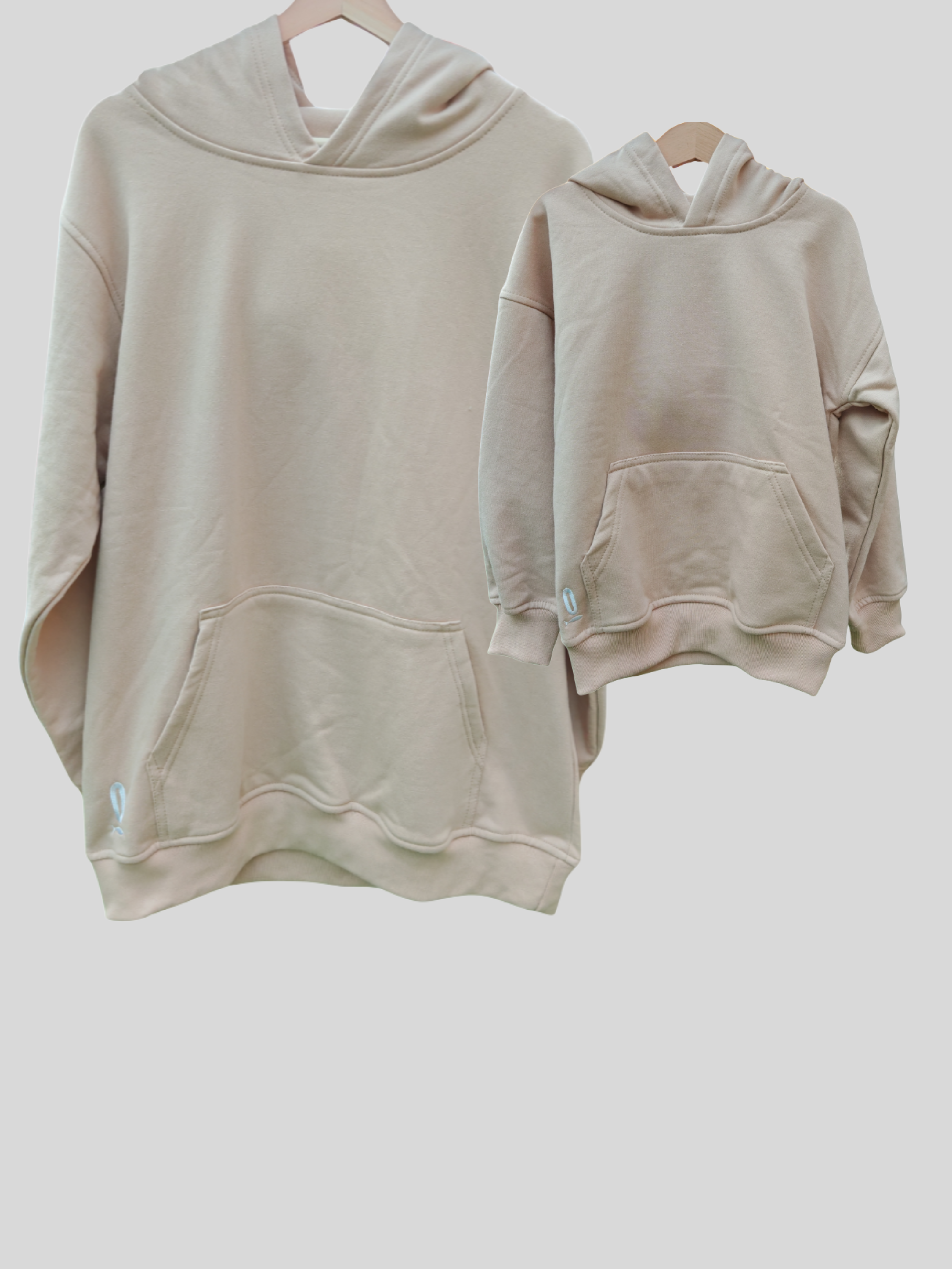 Pack 2 Polerones Unisex Oversize Beige Adulto + Hijo/a