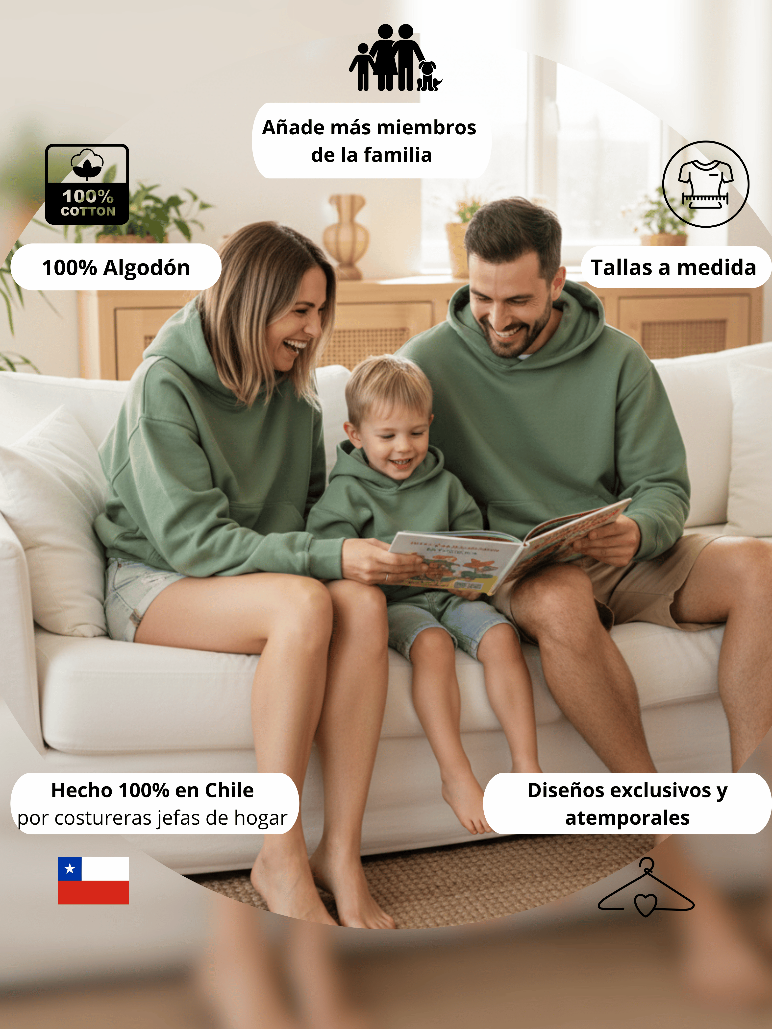 Pack 2 Polerones Oversize Verde Mamá + Hijo/a