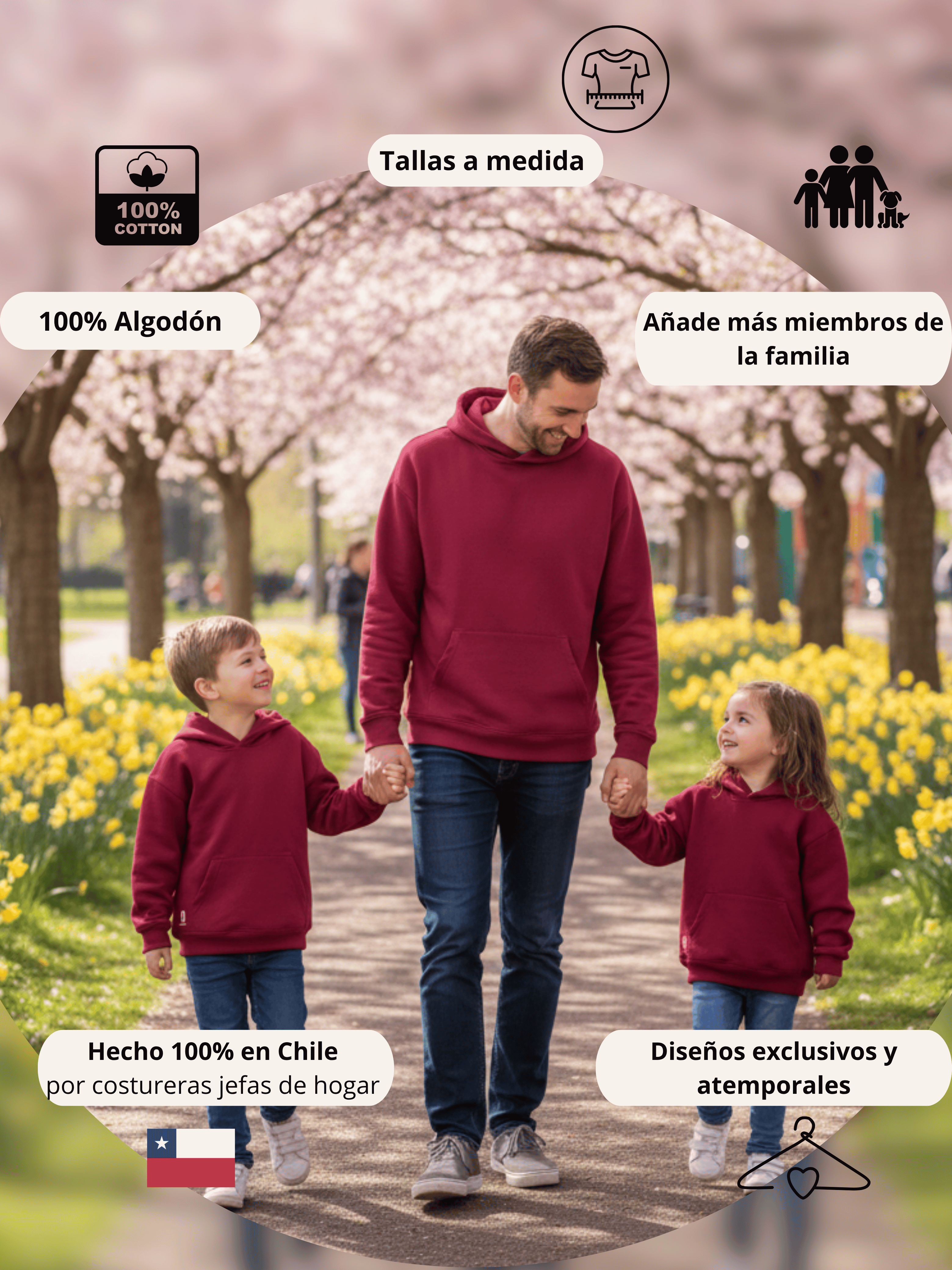 Pack 2 Polerones Oversize Burdeo Papá + Hijo/a