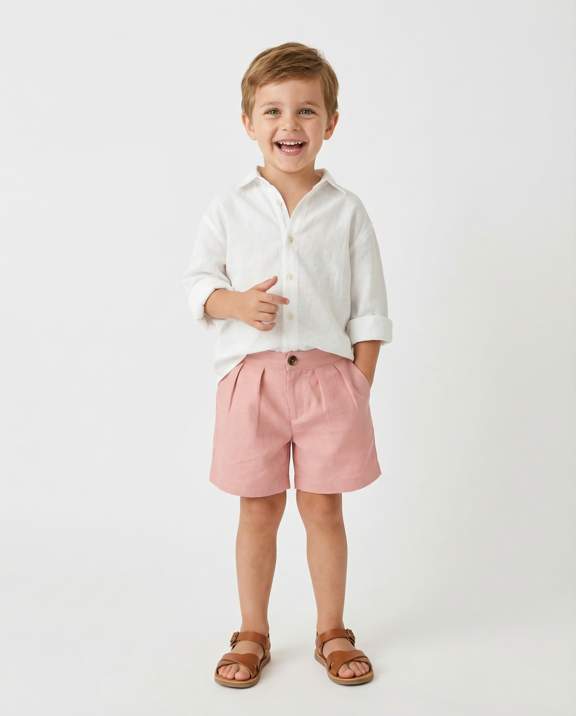 Short niño/a 100% Lino color rosa