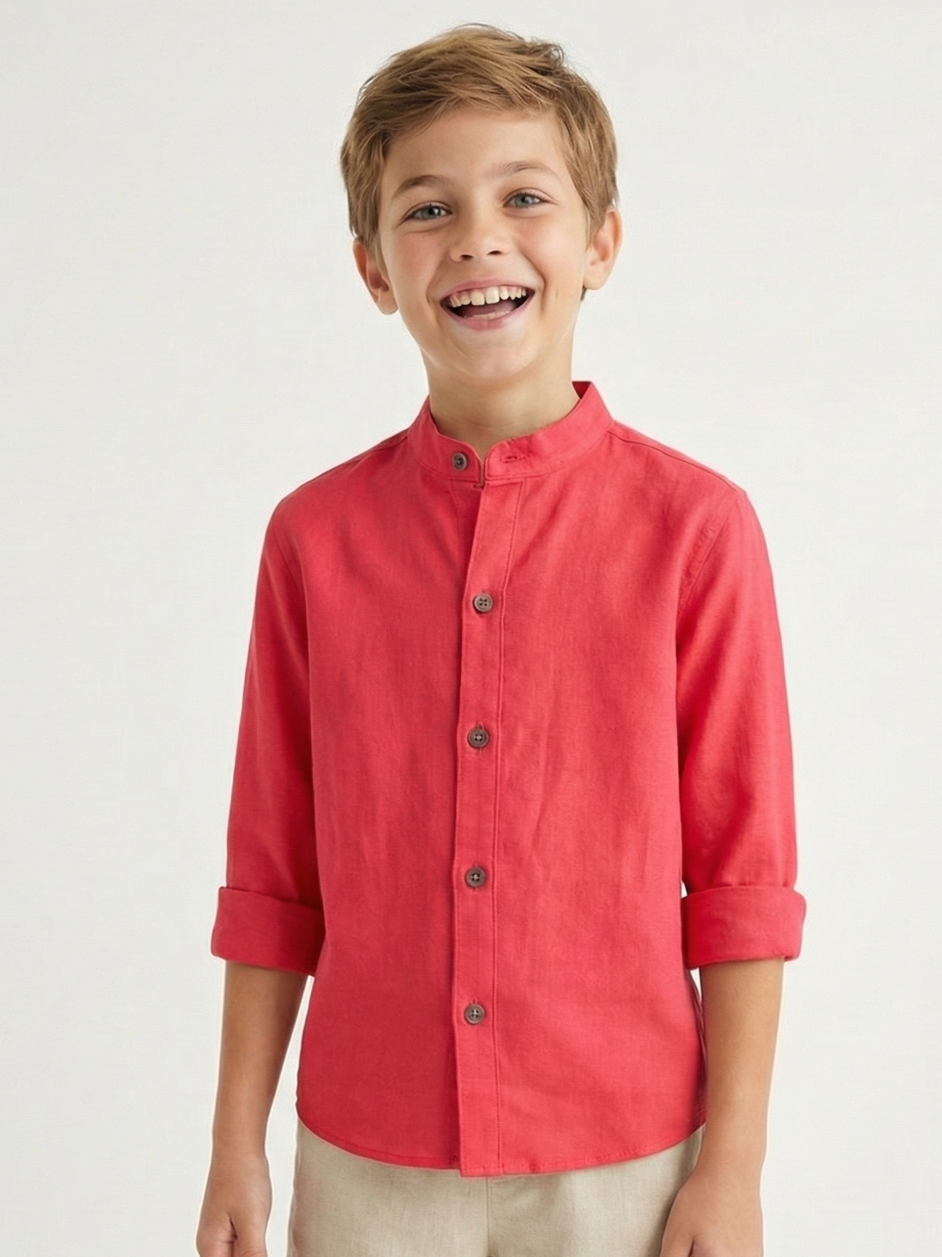 Camisa niño 100% Lino cuello Mao