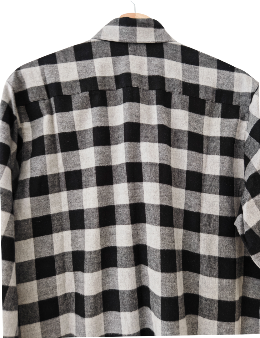 Camisa Franela Hombre | Negro/Gris 100% Algodón