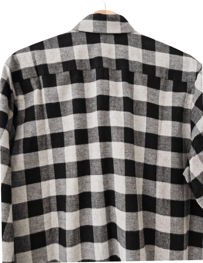 Camisa Franela Hombre Negro/Gris 100% Algodón