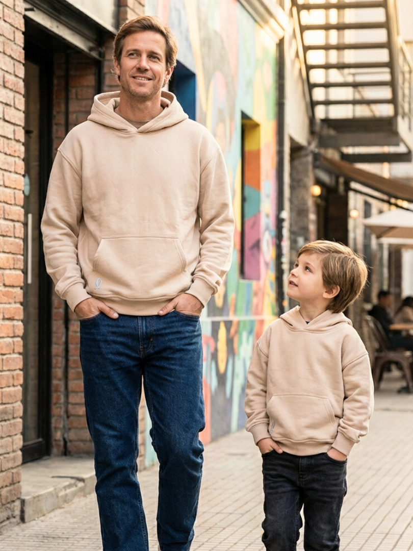 Pack 2 Polerones Oversize Beige Papá + Hijo/a