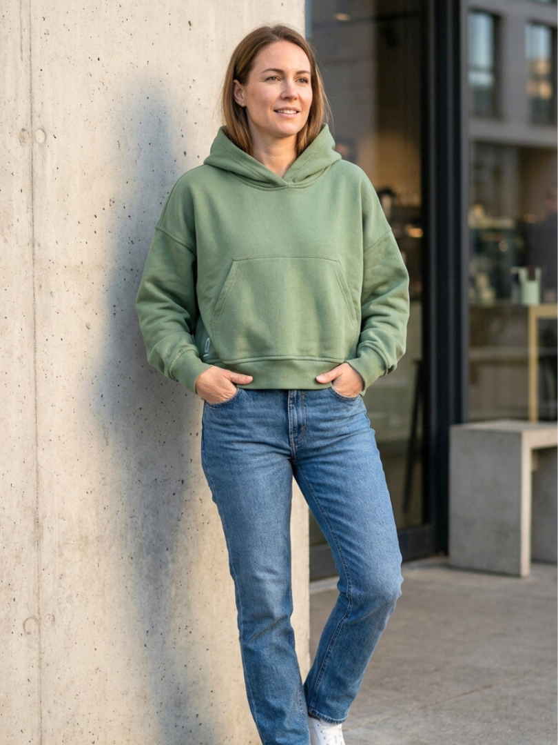 Polerón Mujer Oversize corto Verde