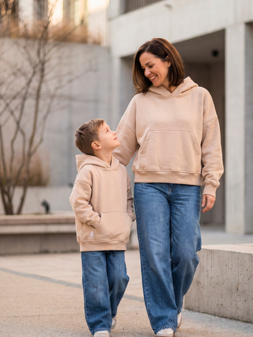Pack 2 Polerones Oversize Beige Mamá + Hijo/a