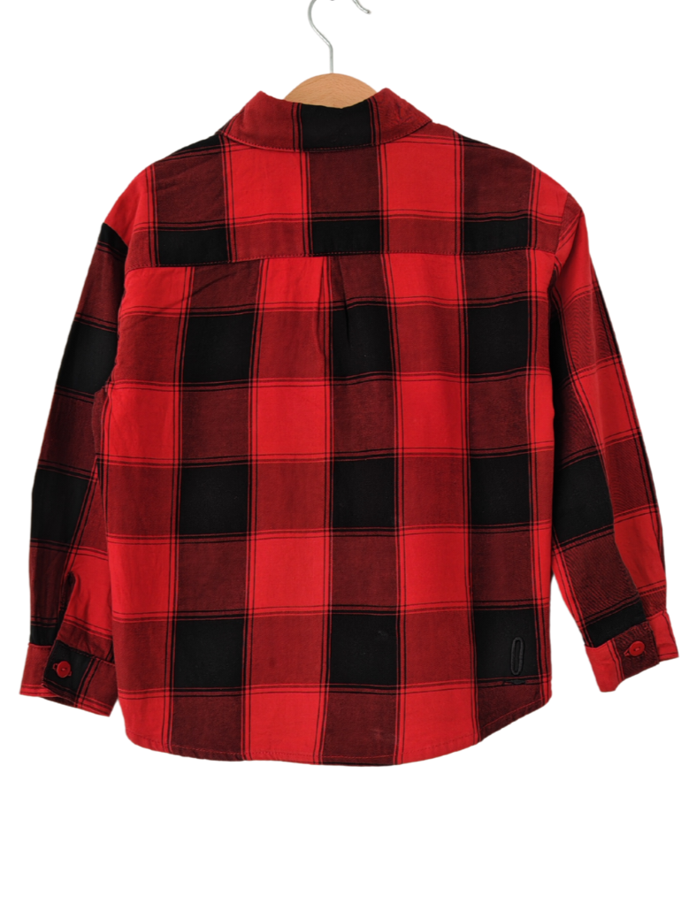 Camisa niño Franela Aurelio cuadros rojo con negro