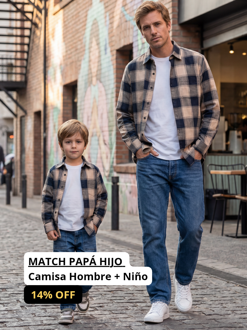 Pack 2 Camisas Papá + Hijo cuadros amarillo con negro