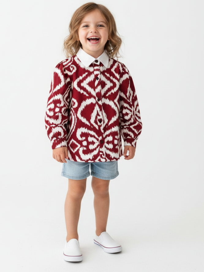 Blusa oversize niña 100% algodón manga larga y englobadas