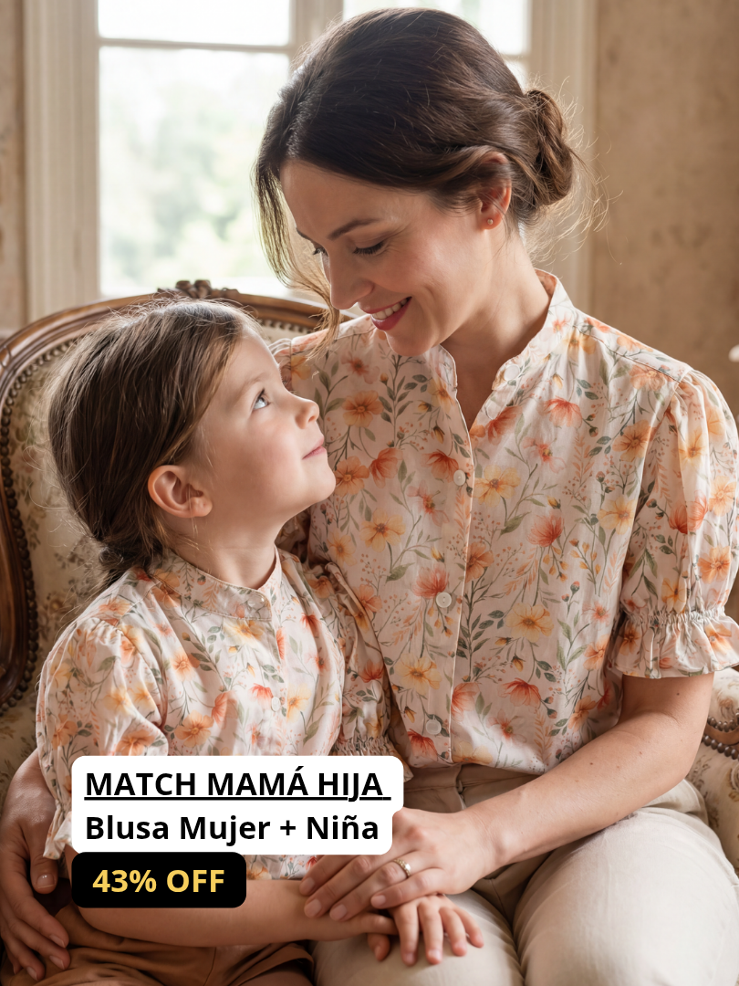 Pack 2 Blusas Mamá + Hija cuello Mao Flores