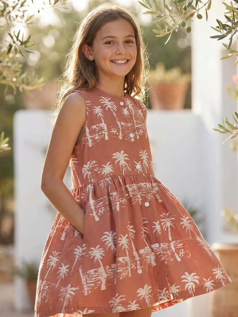 Vestido niña Palmeras 100% Viscosa