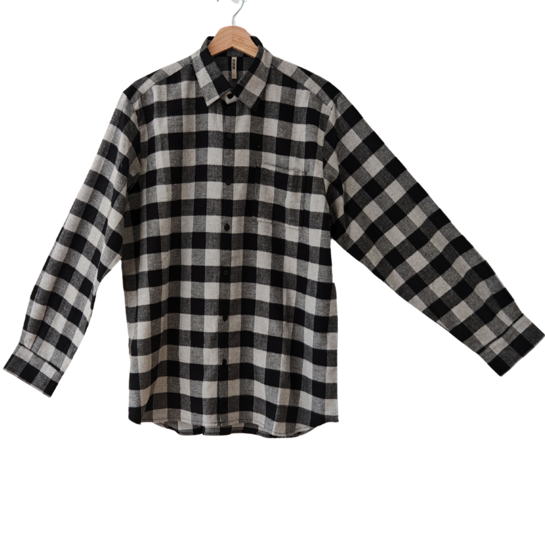 Camisa Franela Hombre | Negro/Gris 100% Algodón
