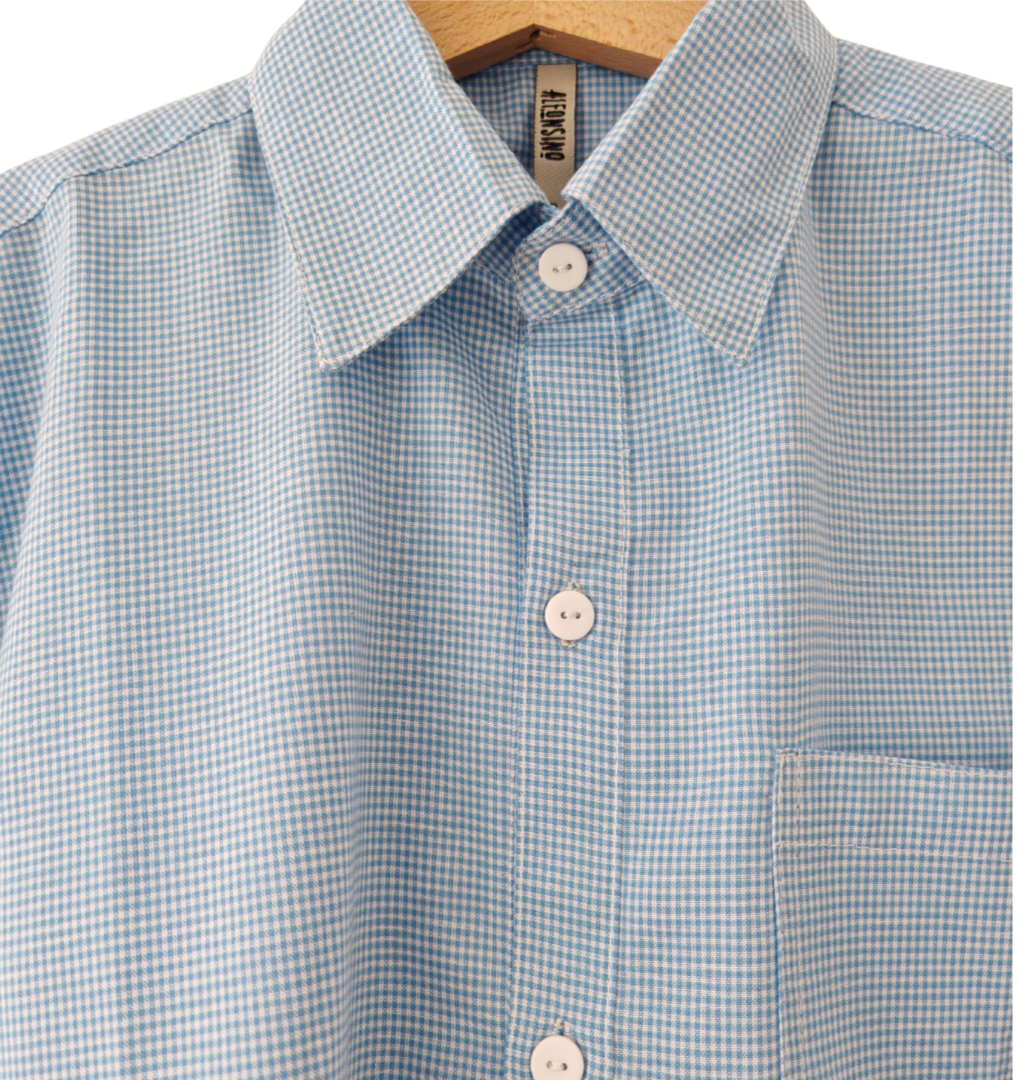 Camisa niño cuello camisa 100% algodón estilo Vichy