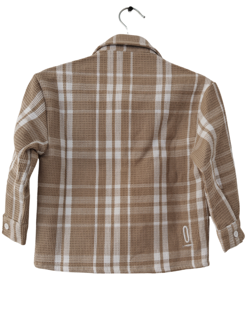 Camisera Infantil Unisex cuadrille beige/blanco | 100% Algodón