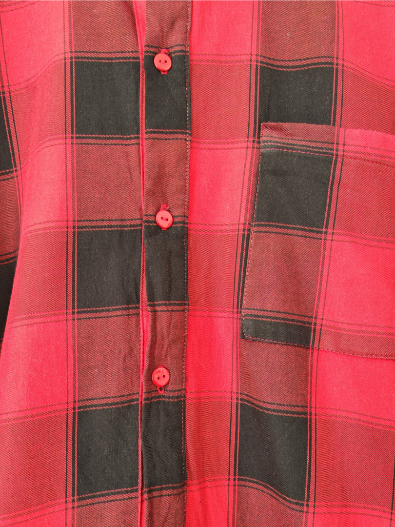 Camisa Hombre Franela Aurelio cuadros rojo con negro