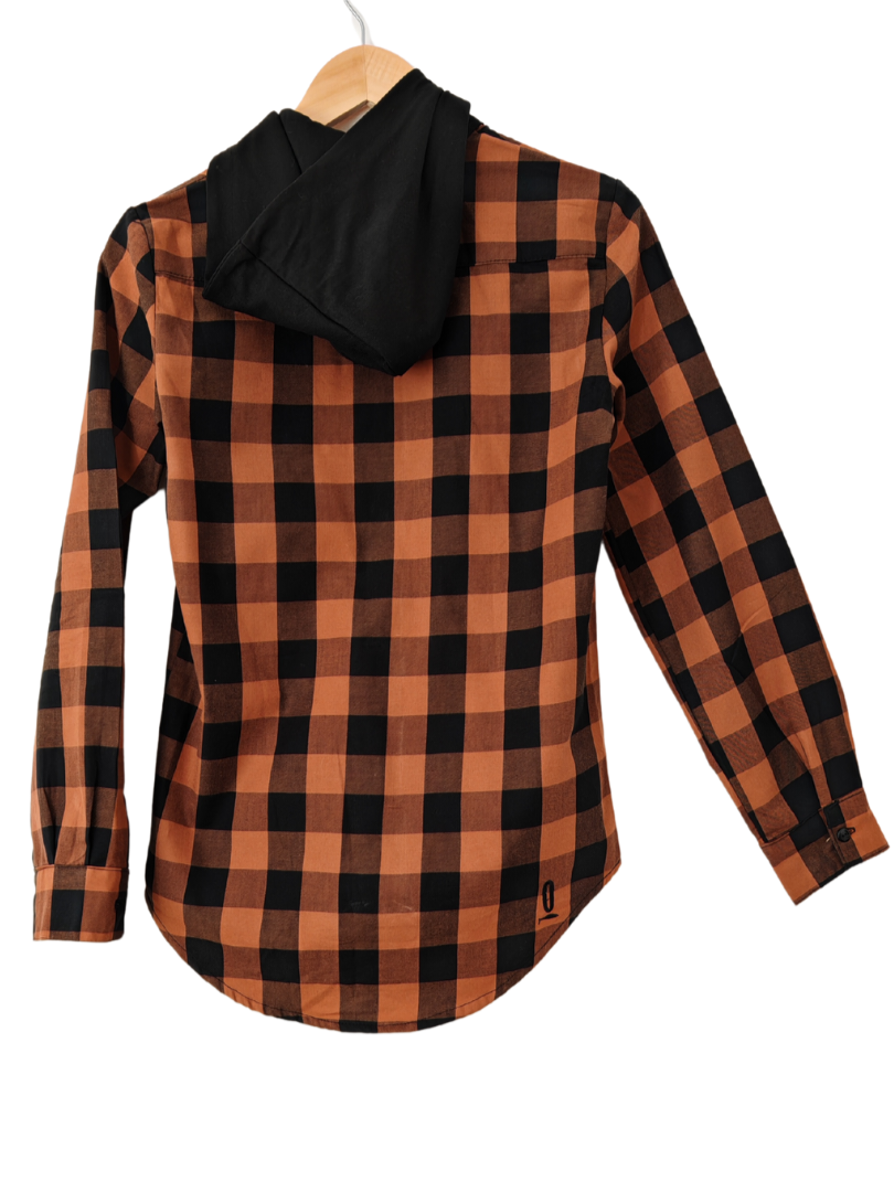 Camisa Franela Mujer con Capucha | Café 100% algodón Franela