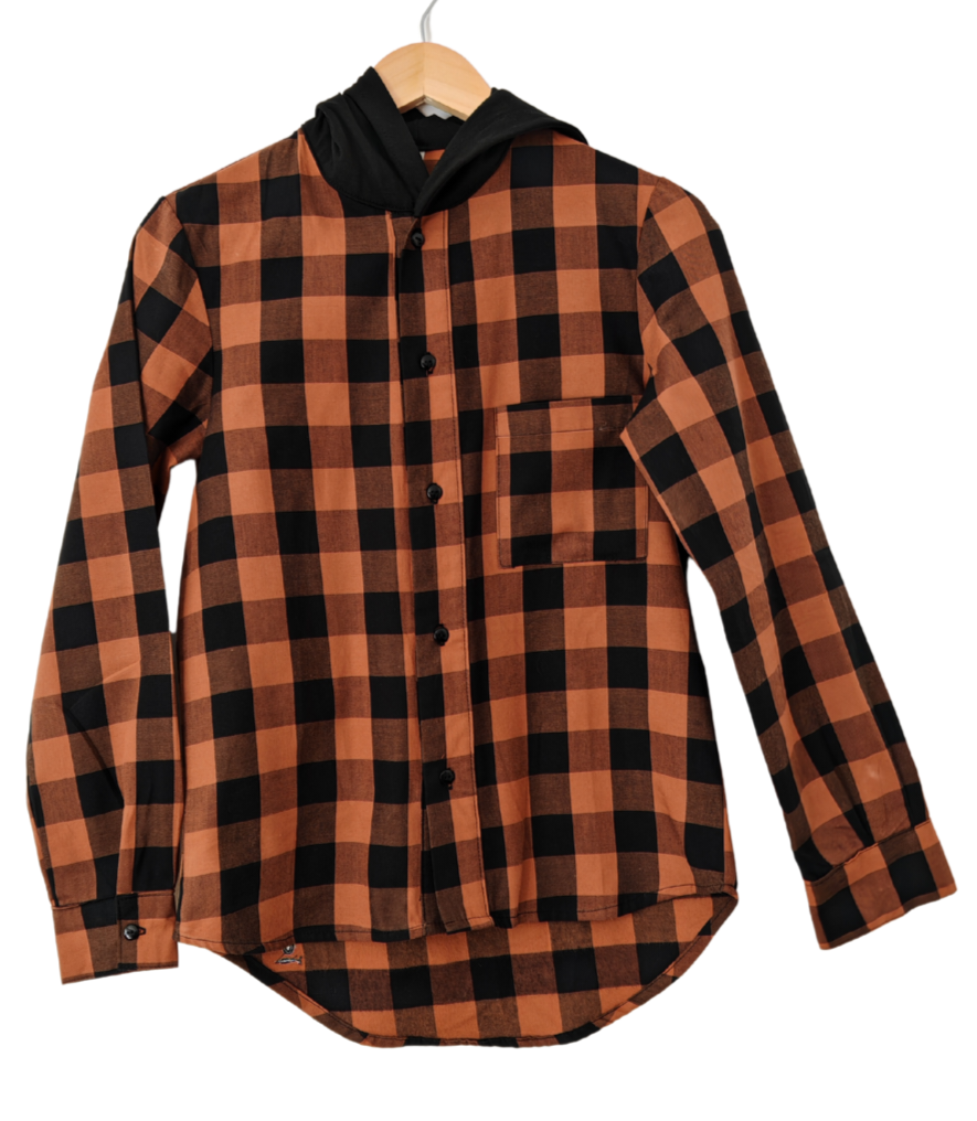 Camisa Franela Mujer con Capucha | Café 100% algodón Franela