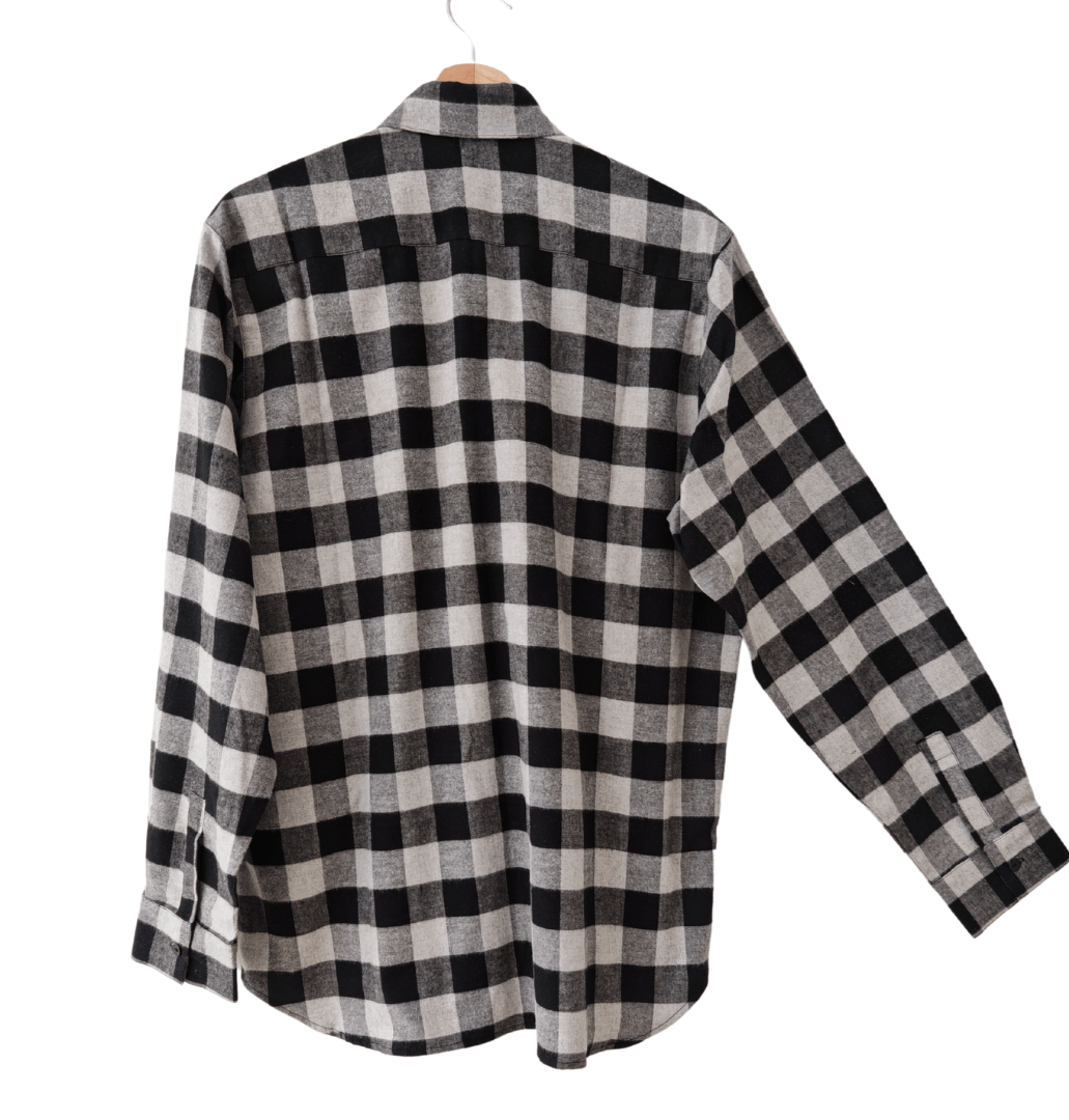 Camisa Franela Hombre Negro/Gris 100% Algodón