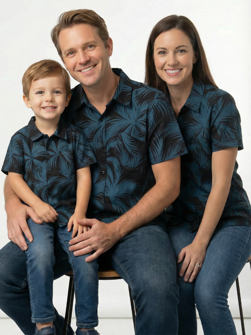 Pack 3 Guayaberas a juego para Papá + Mamá + Hijo/a 100% algodón