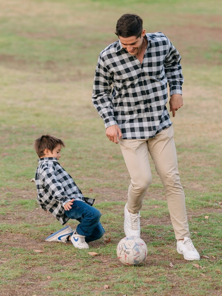 Pack 2 Camisas Franela Papá + hijo | Negro/Gris 100% Algodón