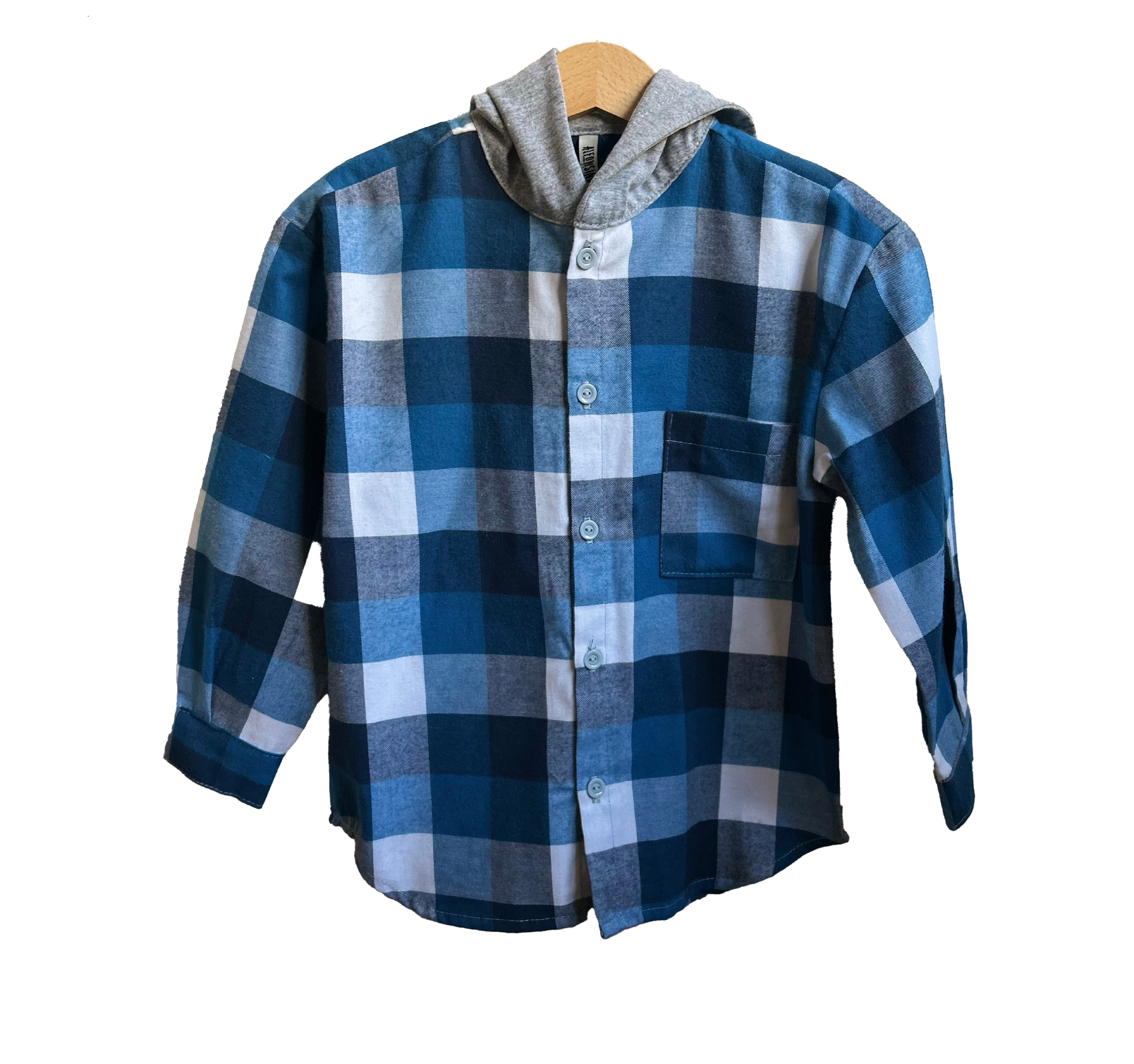 Pack 2 Camisas con capucha Papá + hijo/a cuadros azul con blanco