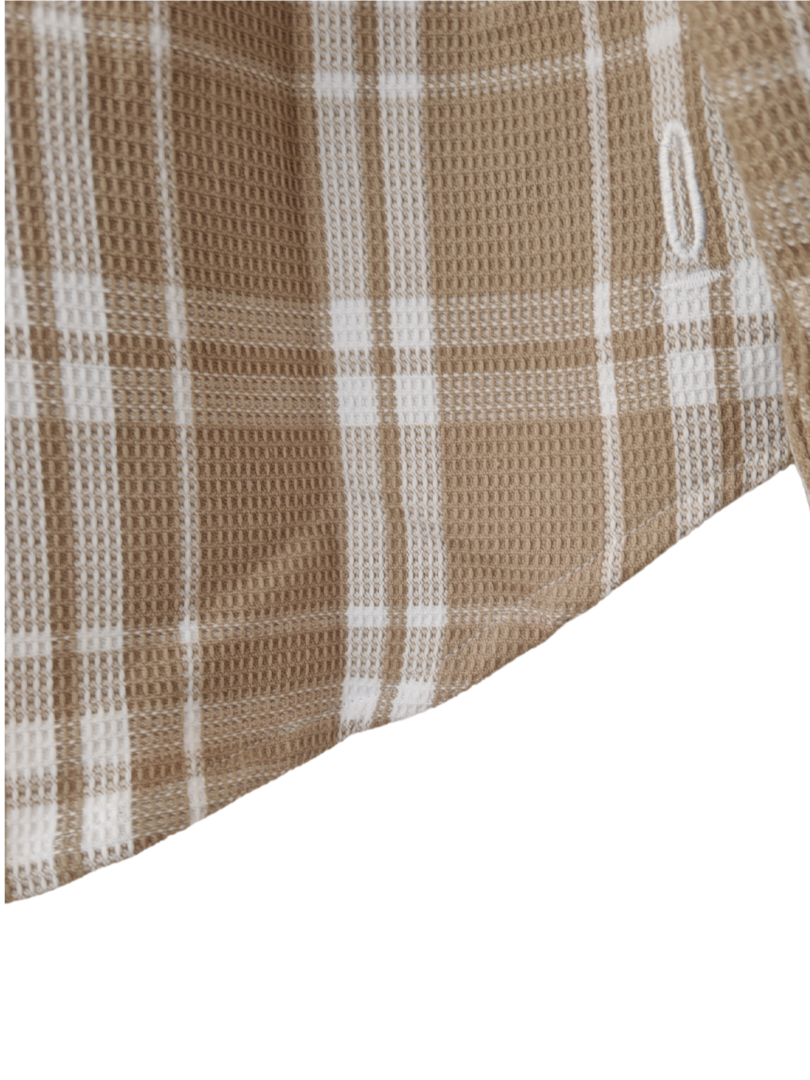 Camisera Mujer Rayas cuadrille Beige/Blanco | 100% Algodón