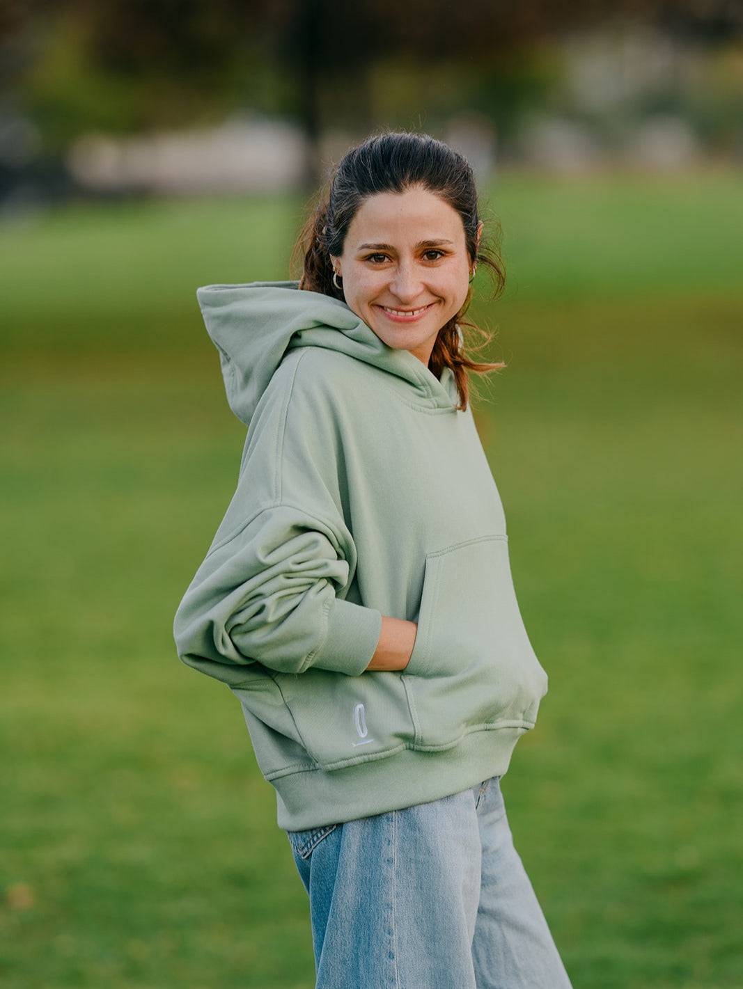 Polerón Mujer Oversize corto Verde