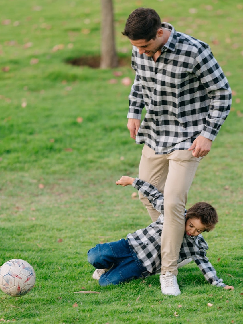 Pack 2 Camisas Franela Papá + hijo | Negro/Gris 100% Algodón