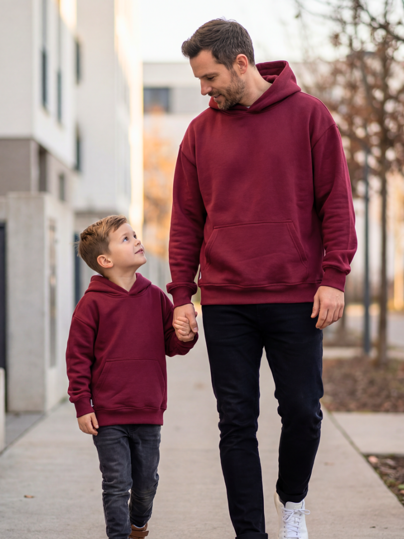 Pack 2 Polerones Oversize Burdeo Papá + Hijo/a