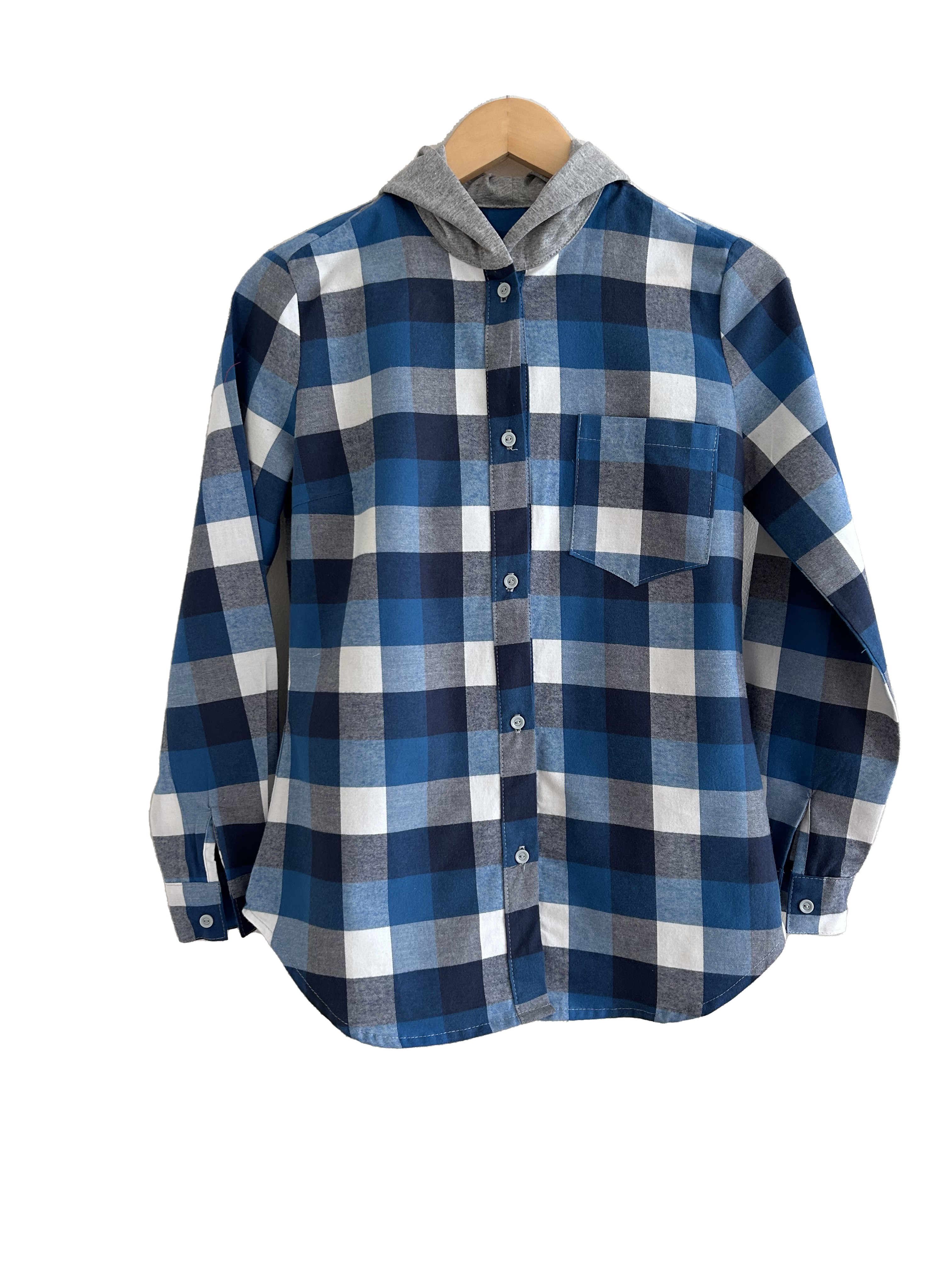 Pack 2 Camisas Franela con capucha Mamá + hijo/a | Azul 100% Algodón