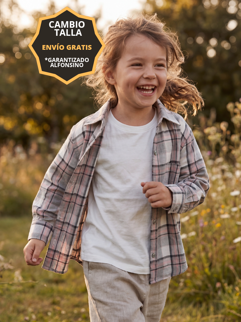 Pack 2 Camisas Franela Mamá + hijo/a | Gris/Rosado 100% Algodón