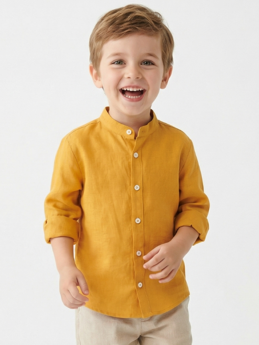 Camisa niño cuello Mao 100% Lino