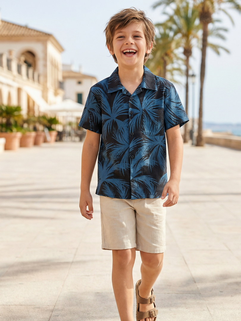 Guayabera niño/a Palmeras 100% algodón