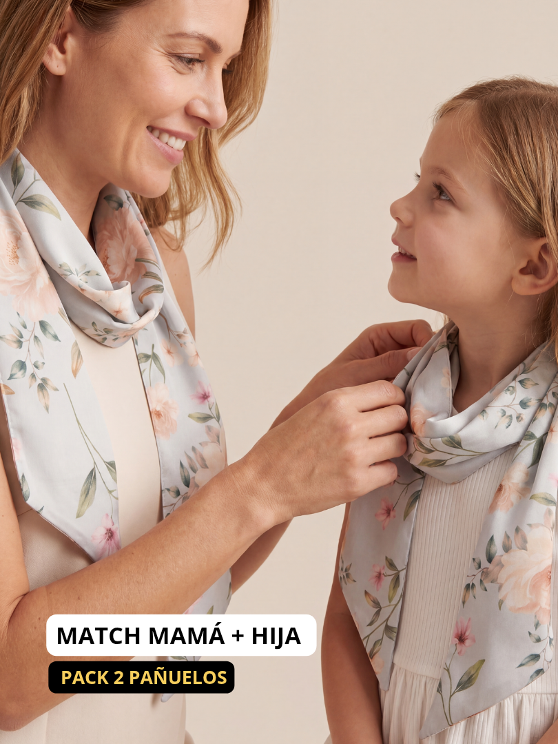 Pack 2 pañuelos Floral celeste Mamá-Hija 100% Viscosa