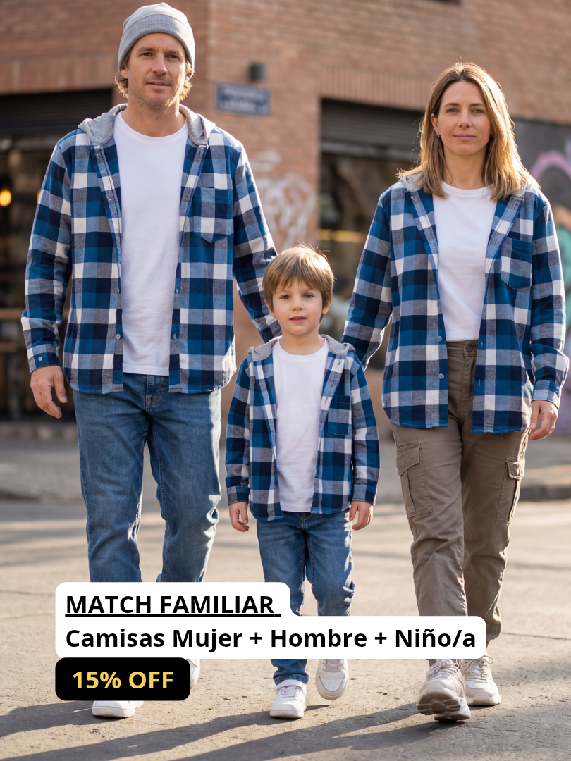 Pack 3 Camisas a juego para Papá + Mamá + Hijo/a 100% algodón