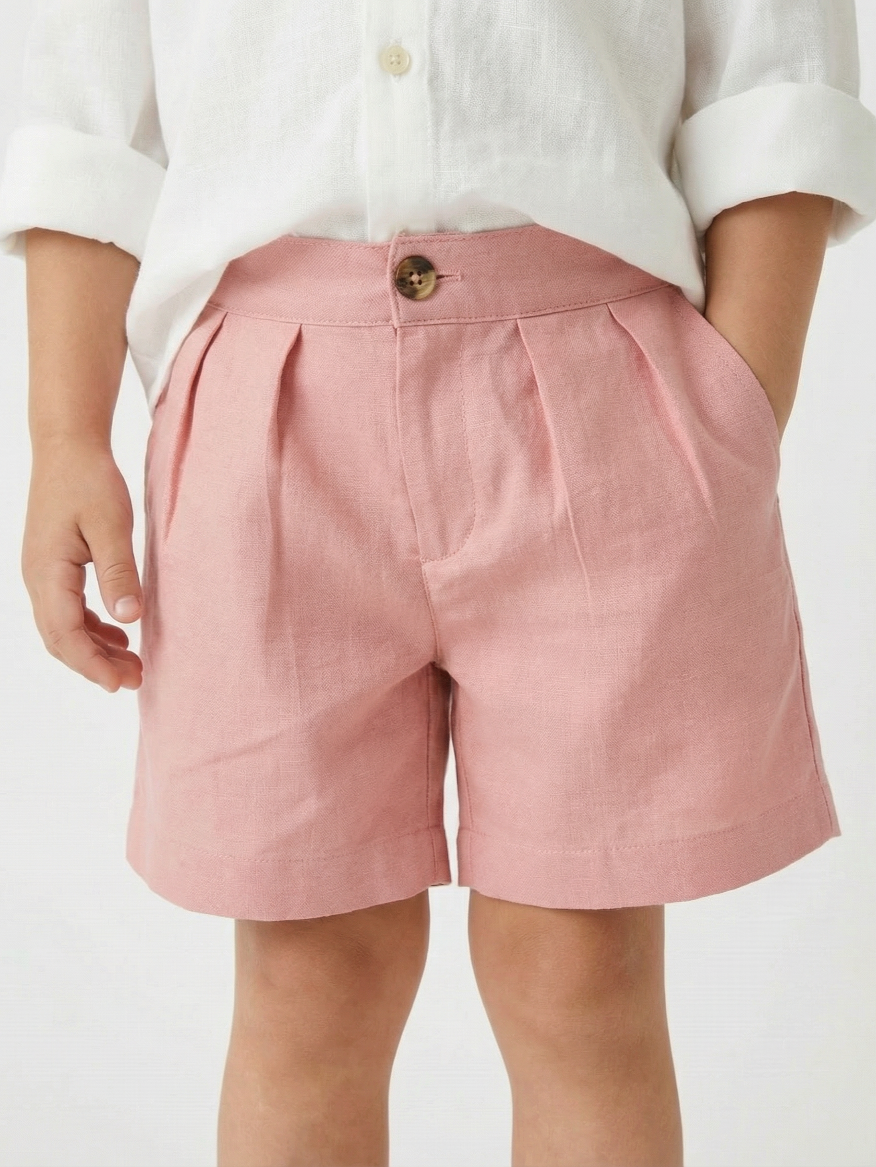 Short niño/a 100% Lino color rosa