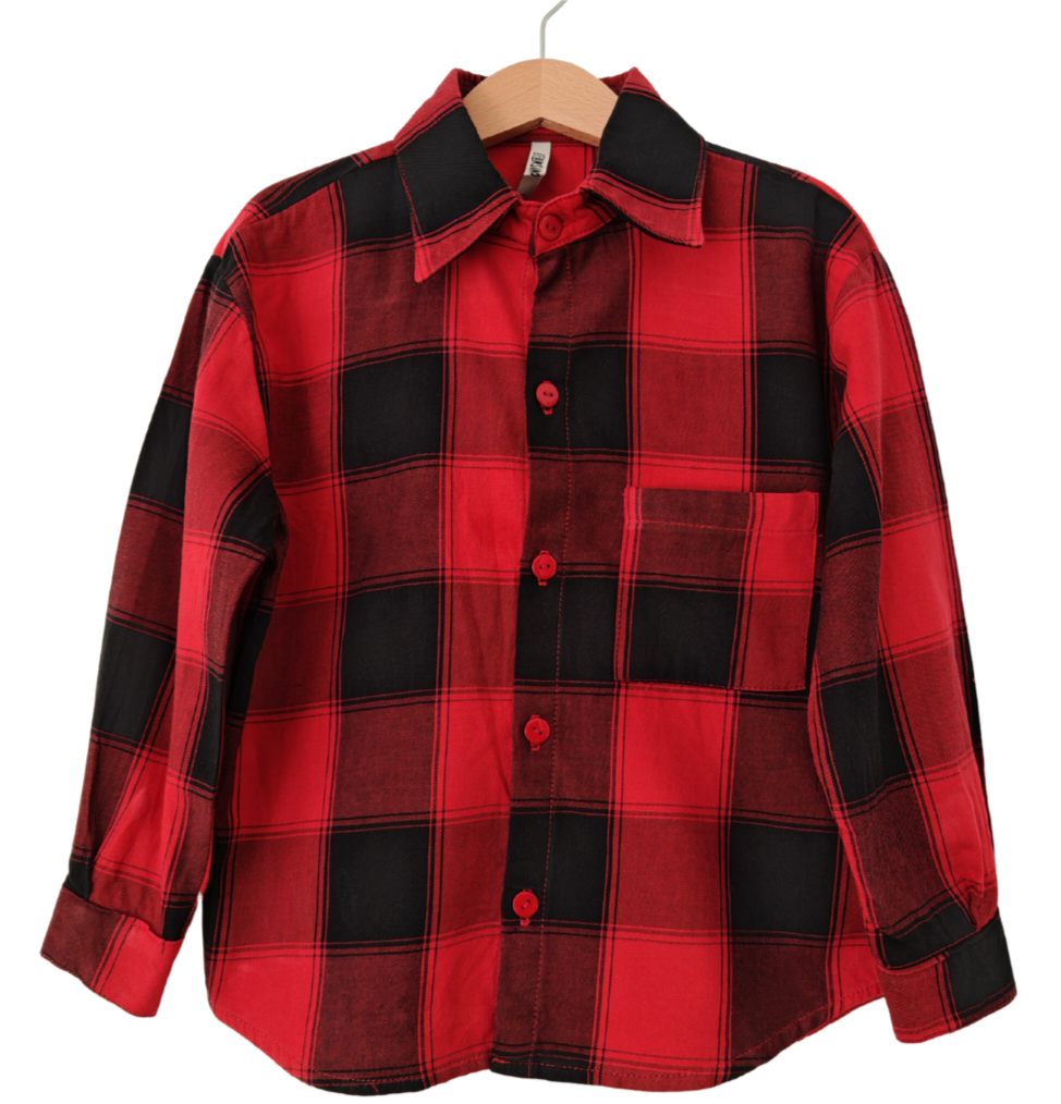 Camisa niño Franela Aurelio cuadros rojo con negro