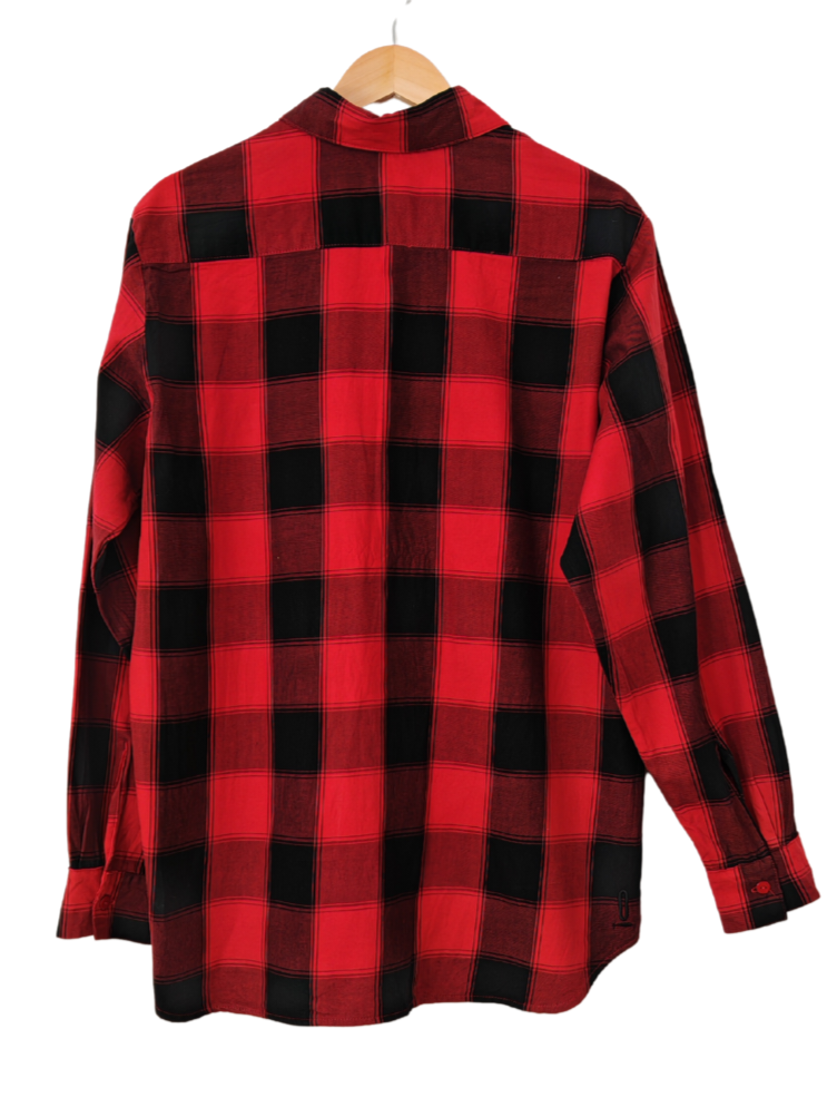 Camisa Hombre Franela Aurelio cuadros rojo con negro