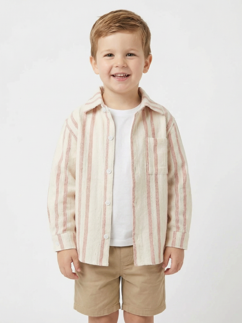 Camisera niño/a rosado con blanco 100% algodón