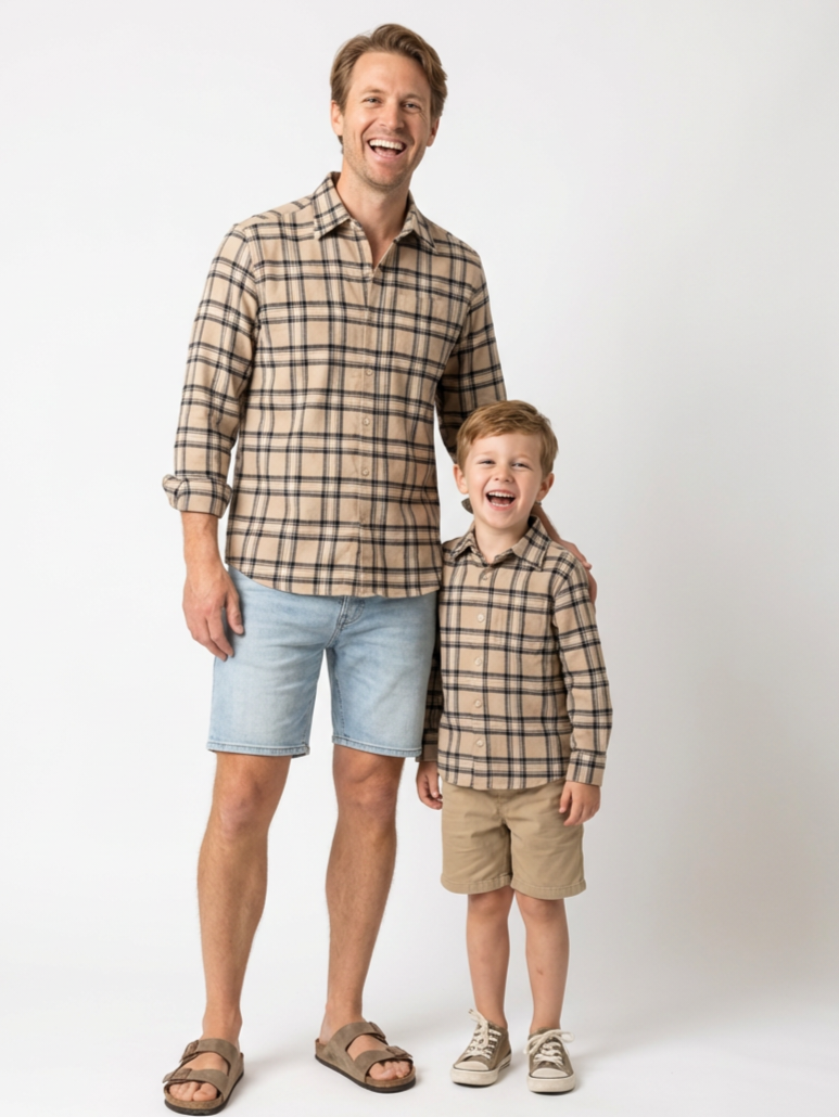 Pack 2 Camisas Papá + Hijo Franela 100% algodón