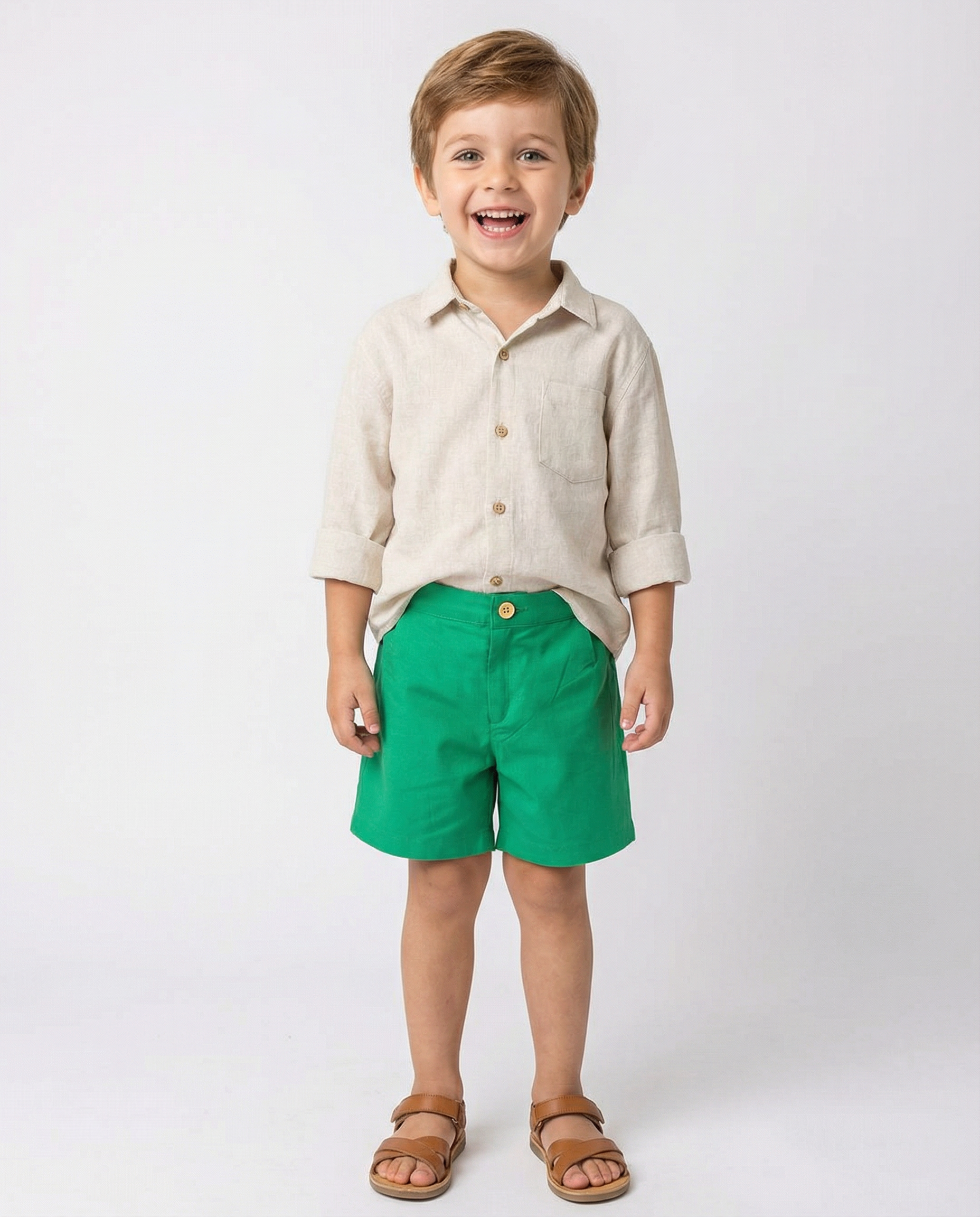 Short niño 100% Algodón color verde