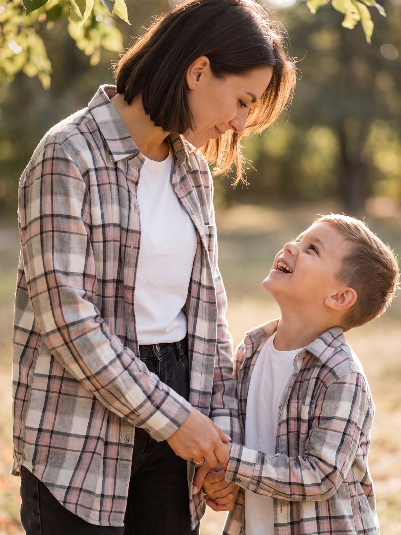 Pack 2 Camisas Franela Mamá + hijo/a | Gris/Rosado 100% Algodón