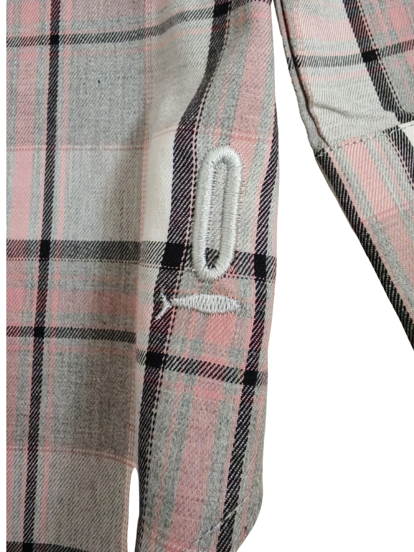 Pack 2 Camisas Franela Mamá + hijo/a | Cuadrillé Gris/Rosado | 100% Algodón