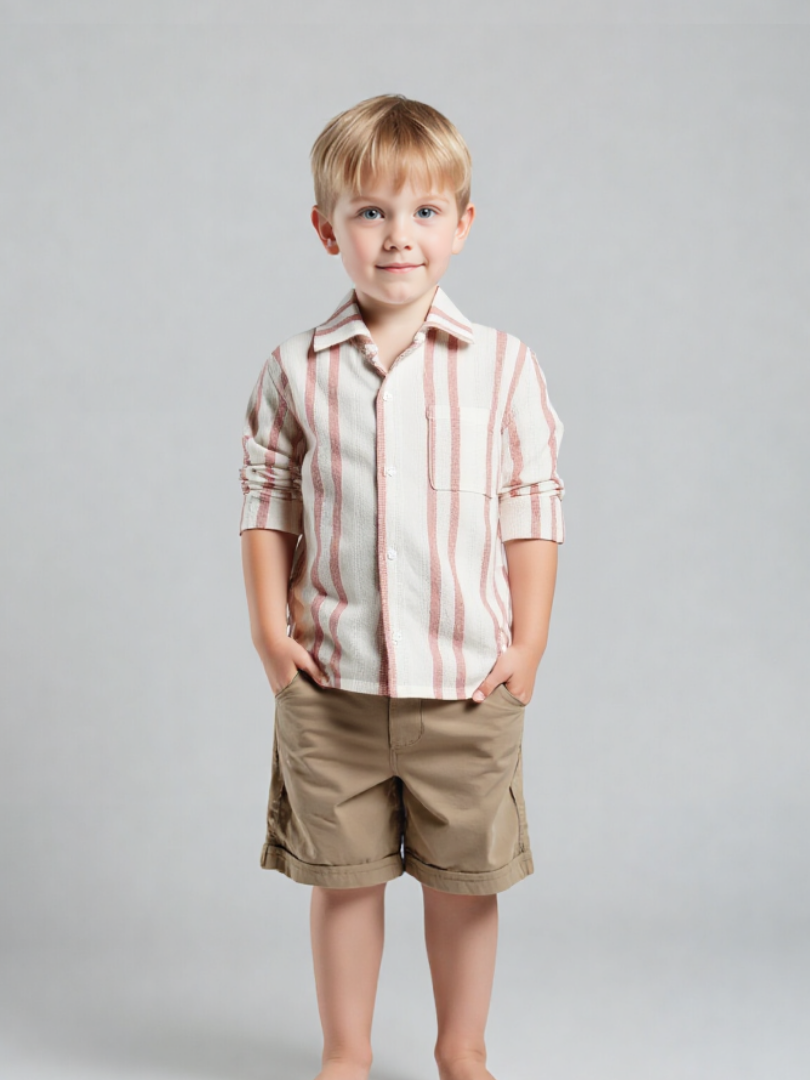 Camisera niño/a rosado con blanco 100% algodón