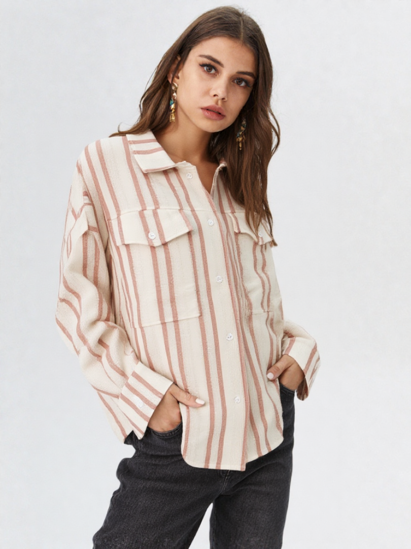 Camisera Mujer estilo Oversize rosado con blanco 100% algodón