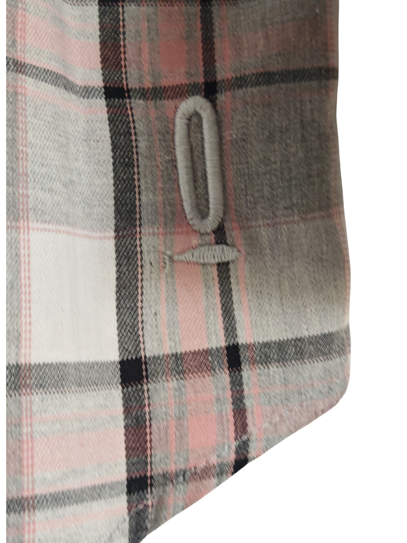 Camisa Franela Mujer Cuadrillé Gris/Rosado | 100% Algodón